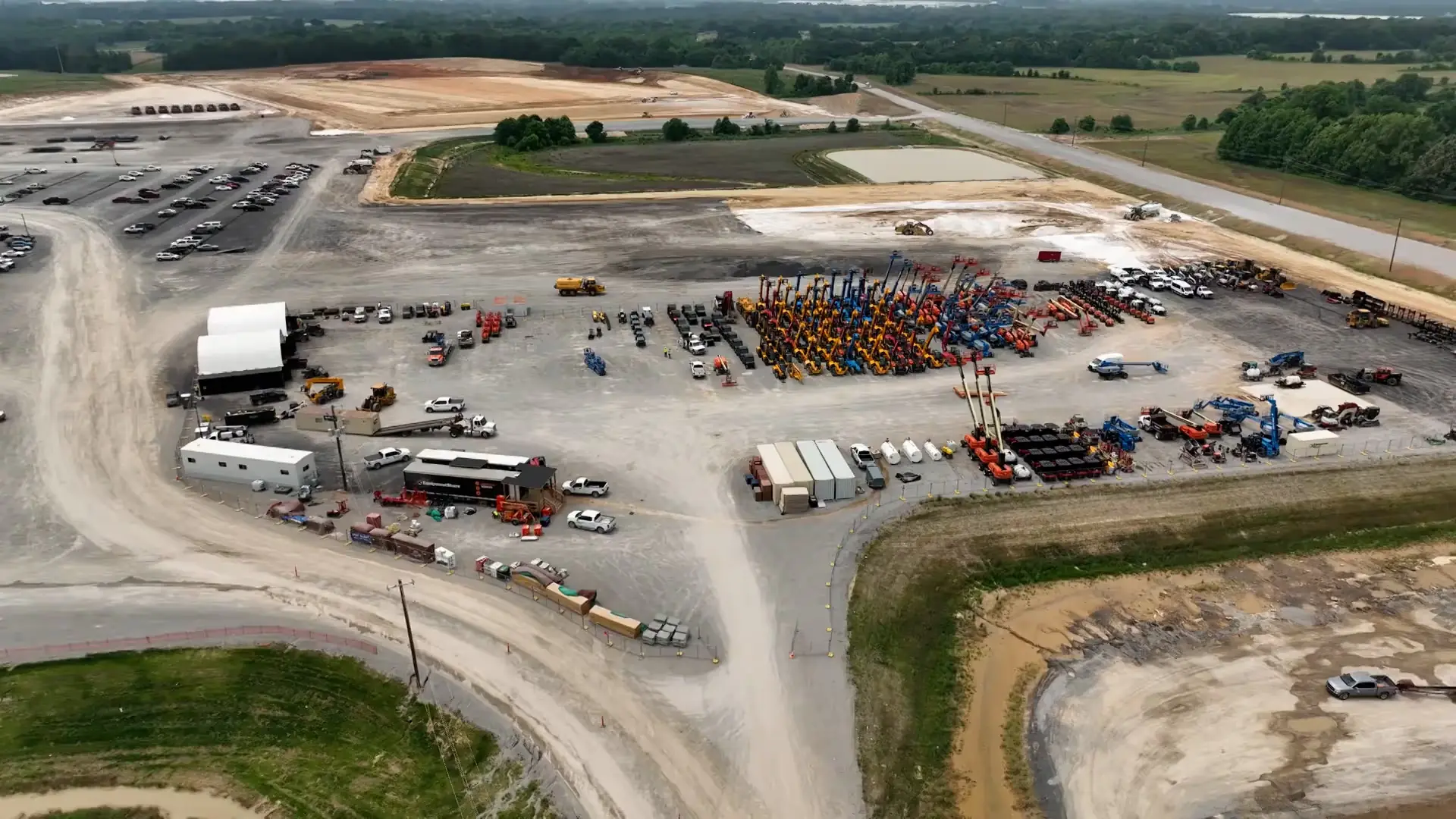 Mass earthwork and site prep for a data center and substation build — the type of multi-year program frequently associated with demand for machine hours.