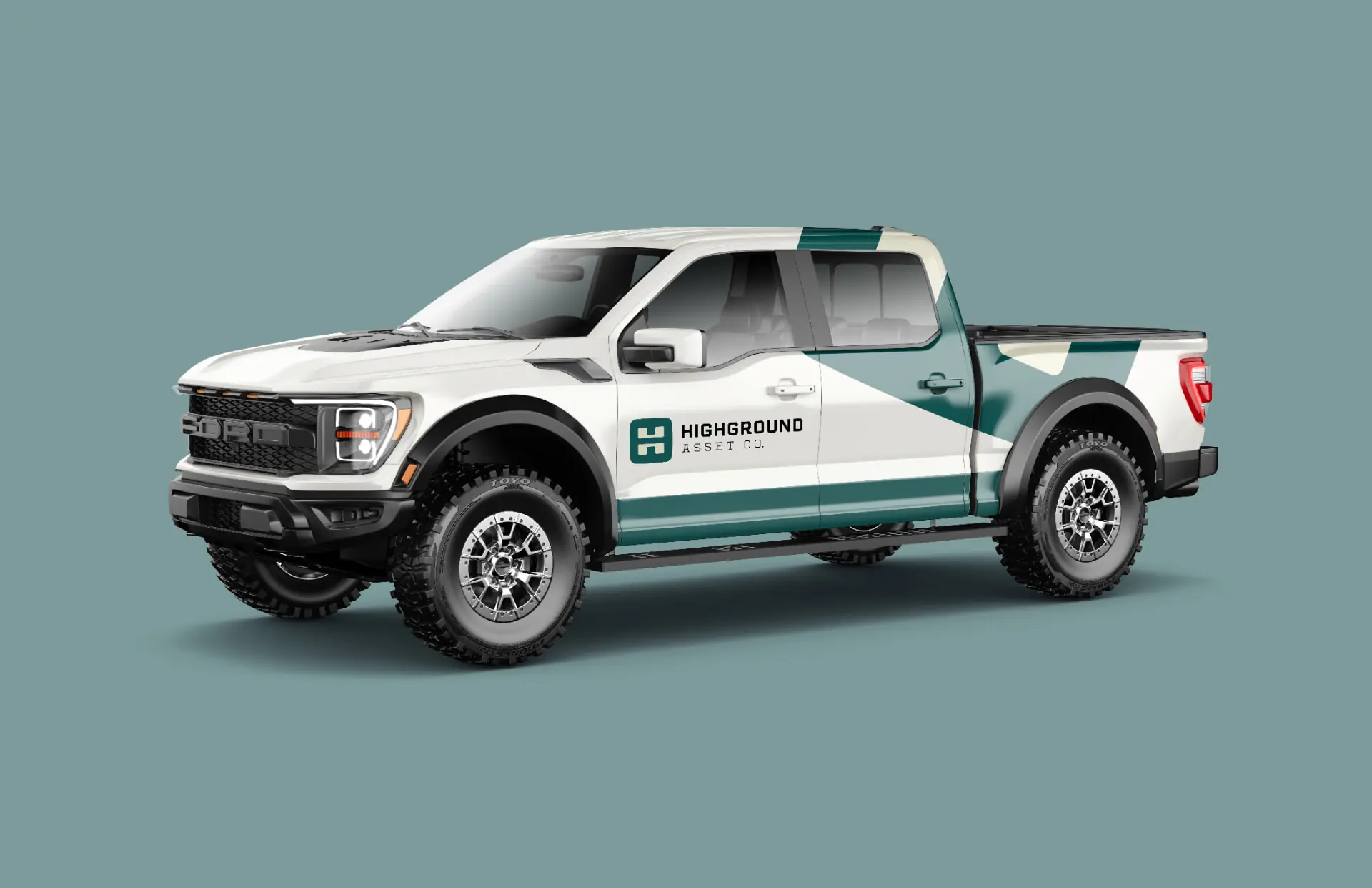 Highground Asset Co. branding applied to fleet vehicle wrap