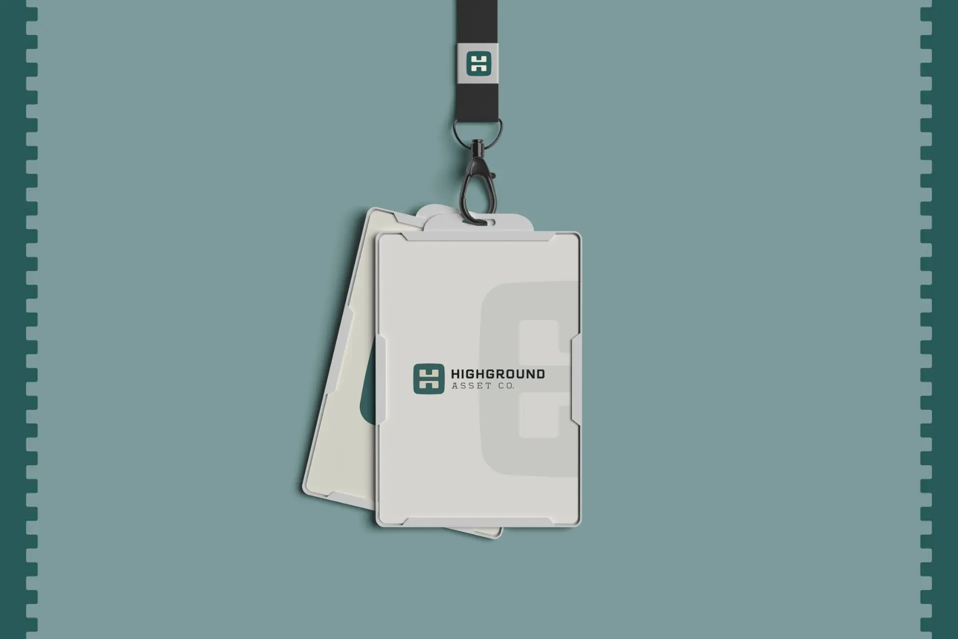 Highground Asset Co. branding applied to id credential
